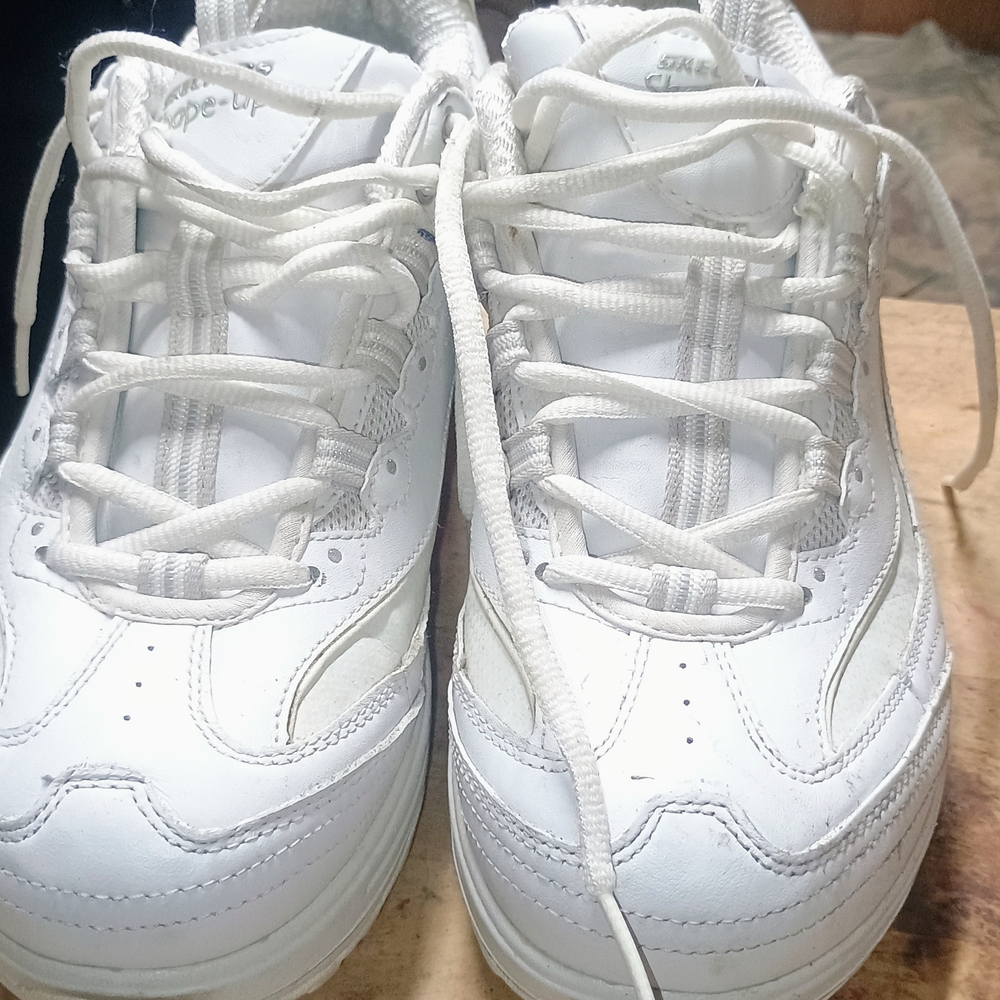 Skechers All-White Athletic Shoes with Chunky Design and Breathable Panels